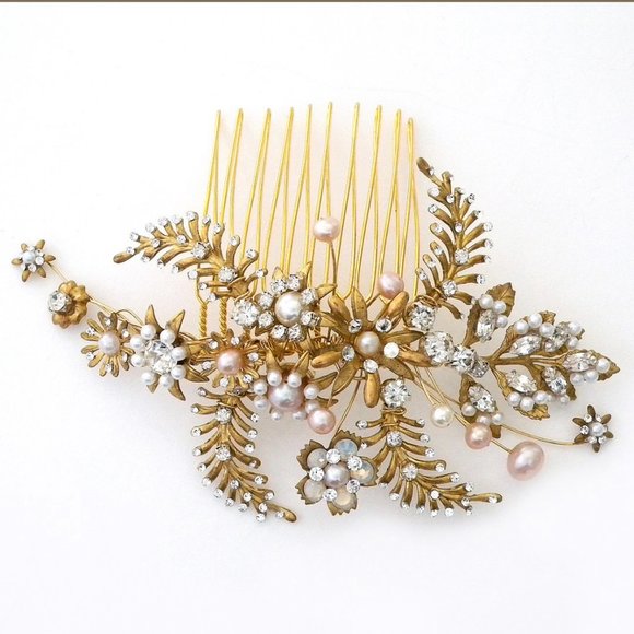 Erin Cole Designs Modern Vintage Bridal Hair Comb, Pearls, NWT